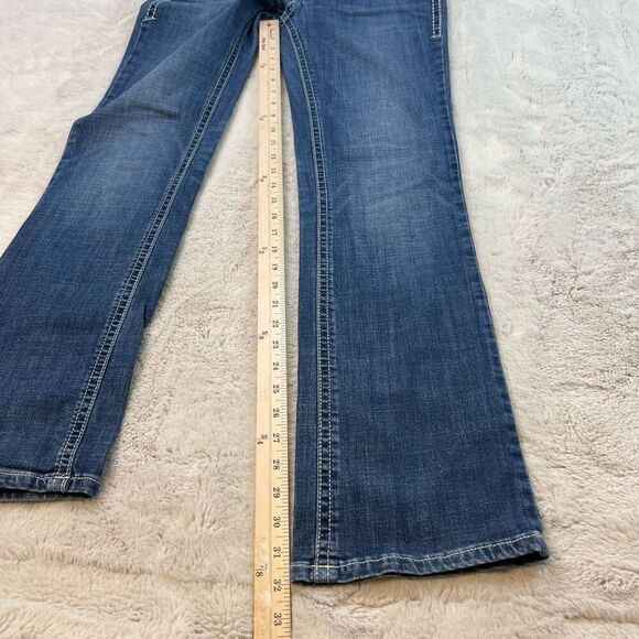 Wrangler Rock 47 Bootcut Low Rise Jeans Womens 30x32 Blue Whiskers Bling Cowgirl - Picture 6 of 11
